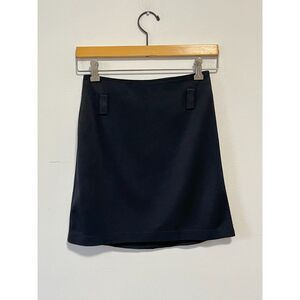 Vintage Gianni Versace Black Mini Skirt Belt Loops High Waist AS IS XS 25" Waist